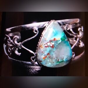 Quantum Quattro Stamped 925 Sterling Silver Cuff Bracelet